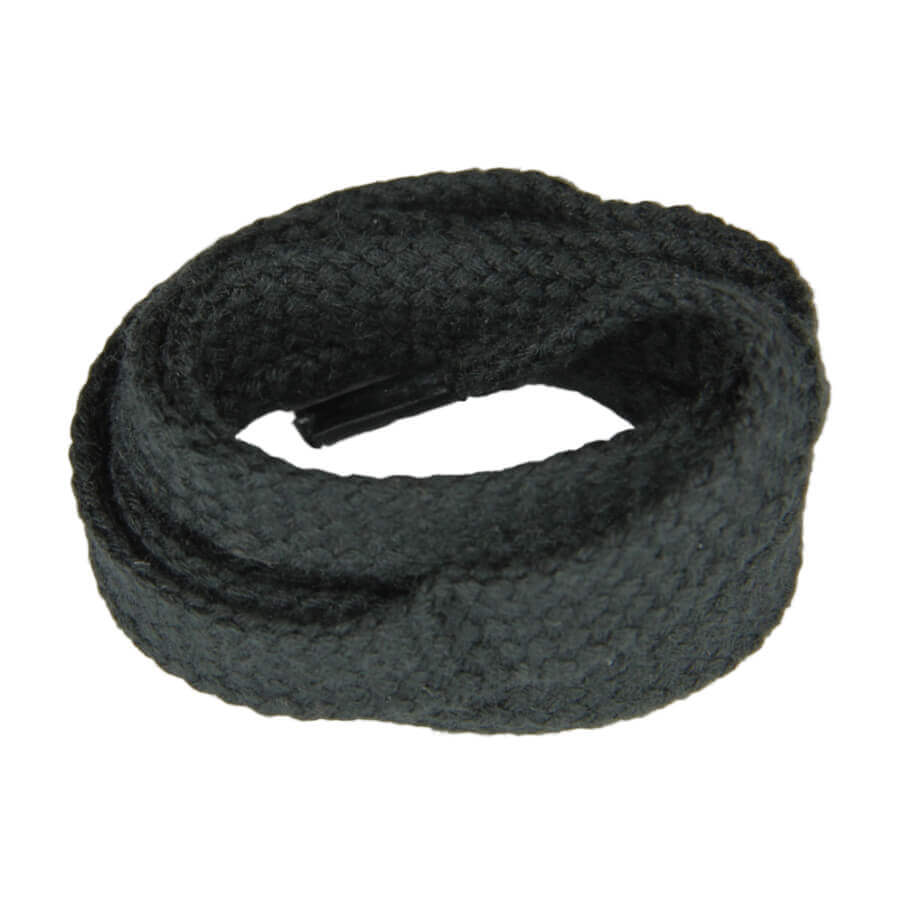 Flat Black Shoe Laces in 100 Cotton