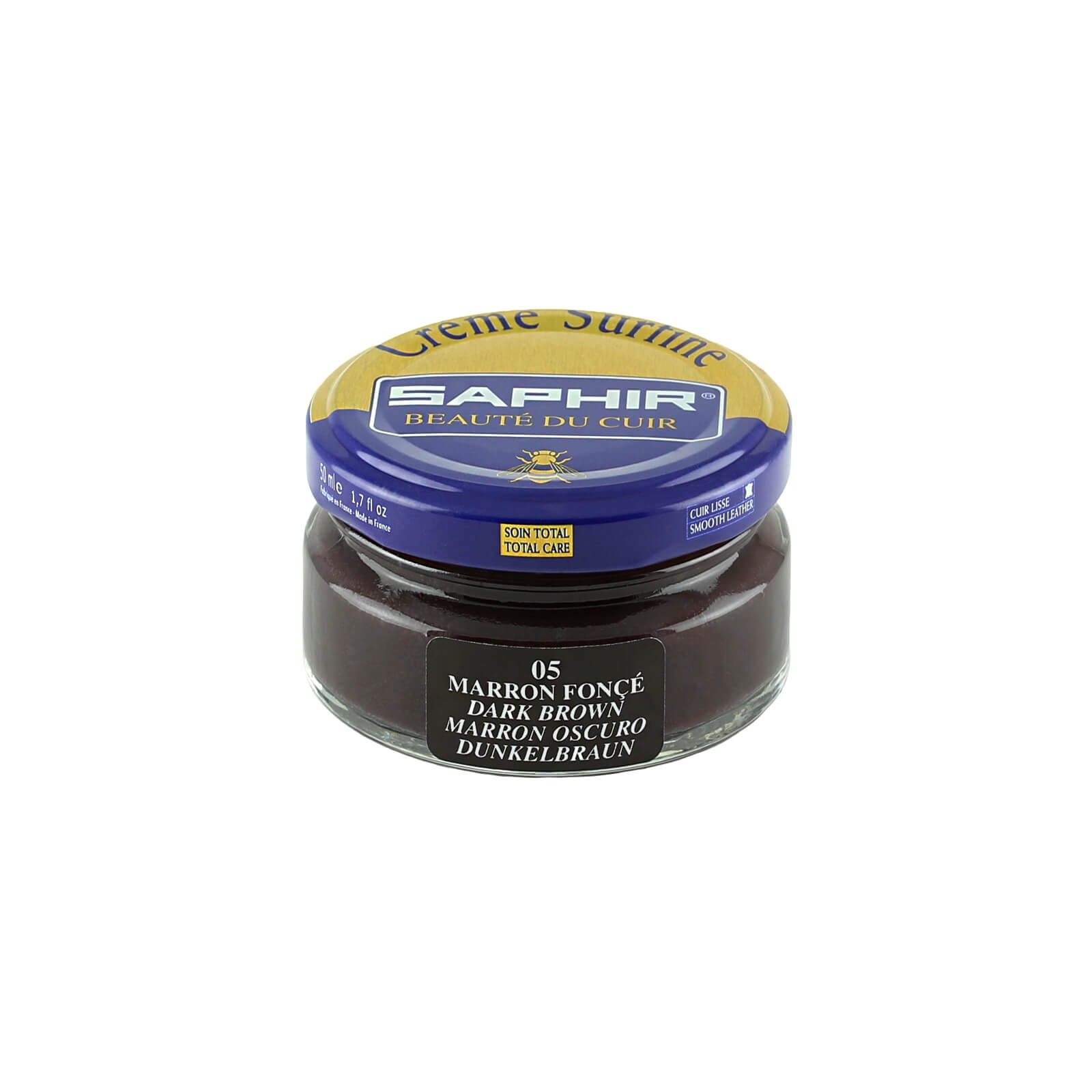 Cirage Pommadier Saphir - Crème Surfine Marron Cognac - À La Cire D'abeille Et Huile D'amande - Pour Cuir - Fabriqué En France