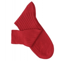Chaussettes à côtes fil d'Ecosse rouge