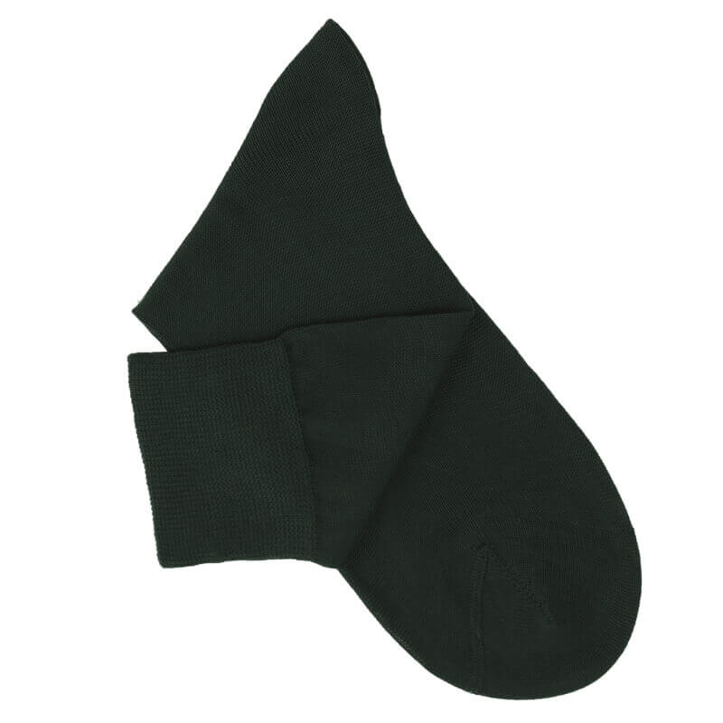 Monsieur Chaussure Basic Dark Green Cotton Lisle Socks