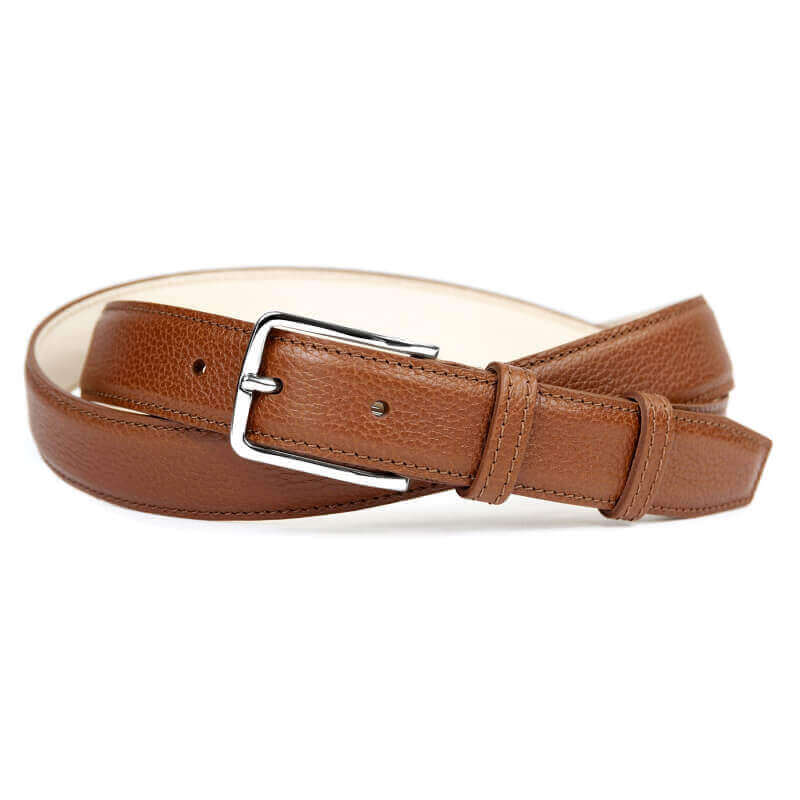 Grained Leather Belt MC02 - Havana Grained Leather Belt MC02 - Havana