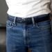 Grained Leather Belt MC02 - Navy Blue