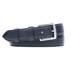 Grained Leather Belt MC03 - Navy Blue