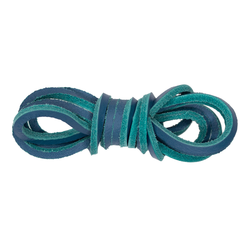 Lacets cuir bateau Bleu Gitane