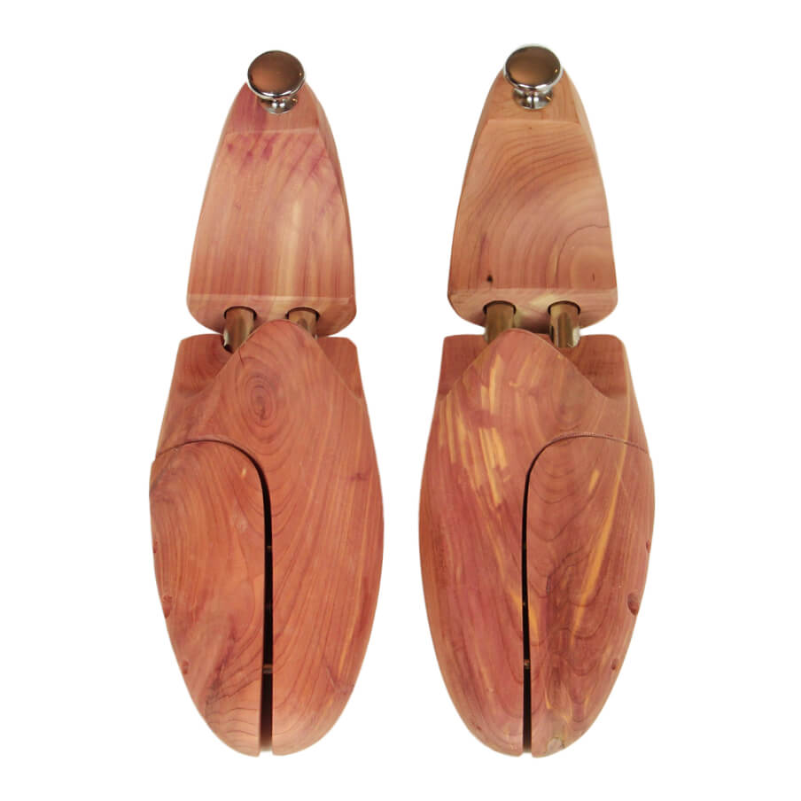 DELFA Paire Embauchoirs Bois De Cèdre Rouge - Double Ressort Télescopique - Désodorise Et Garde La Forme Des Chaussures Naturellement